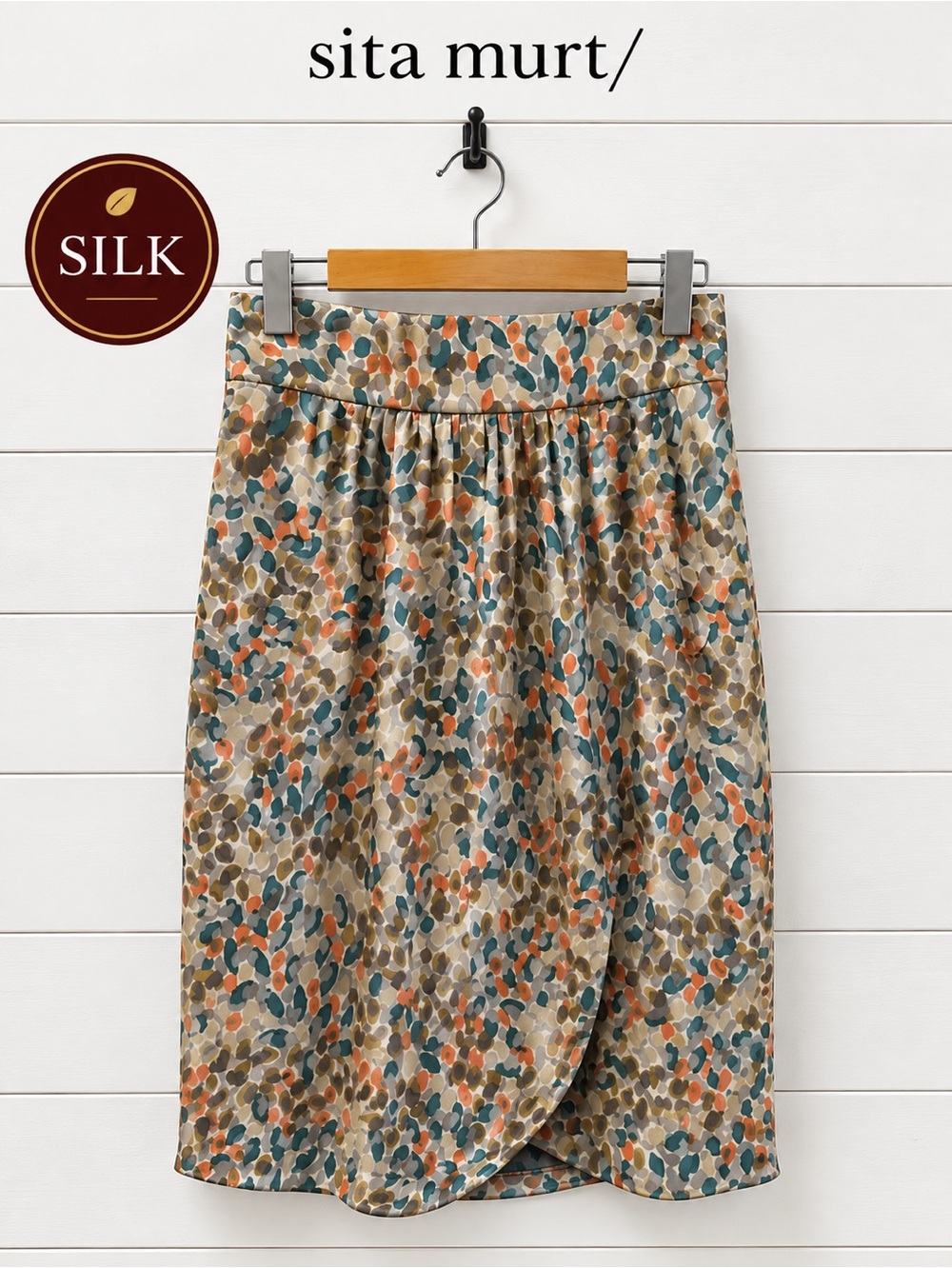 SITA MURT Silk Abstract Print Wrap Skirt Size 38